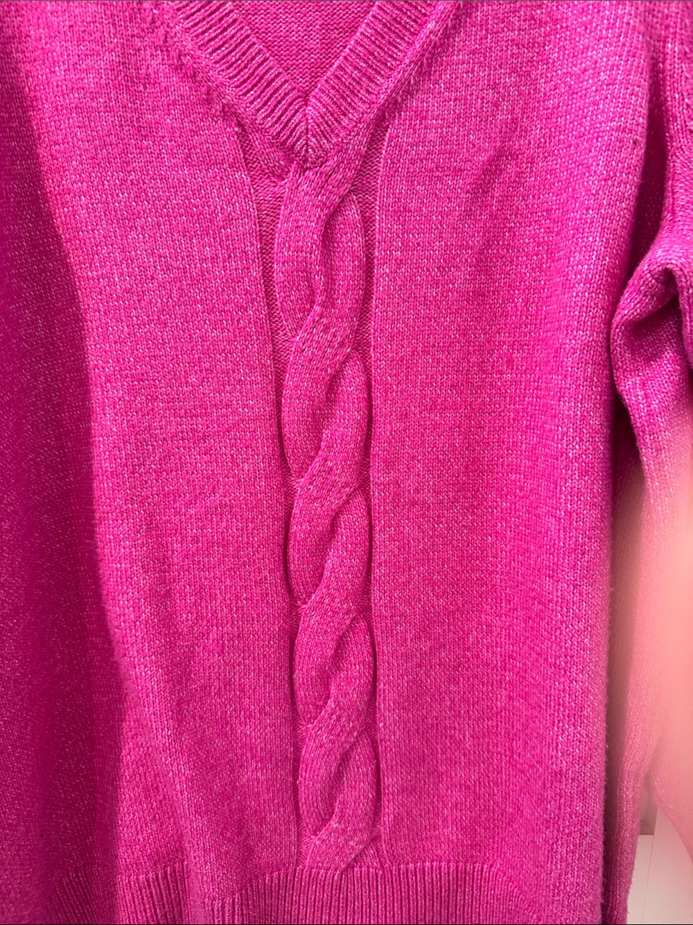 Lane Bryant Hot Pink V-Neck Cable Knit Sweater - Picture 4 of 5
